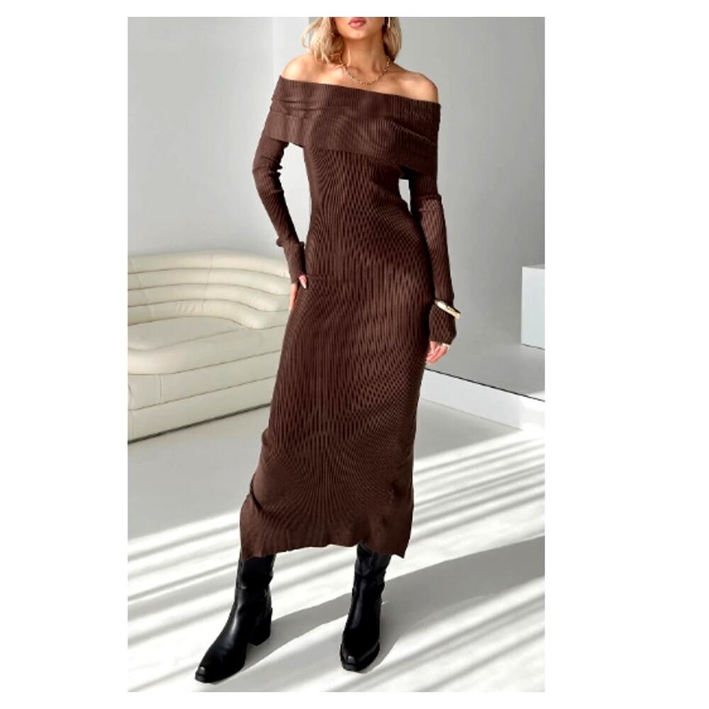 Princess Polly “Phyllis” Brown Off-Shoulder Mini Dress